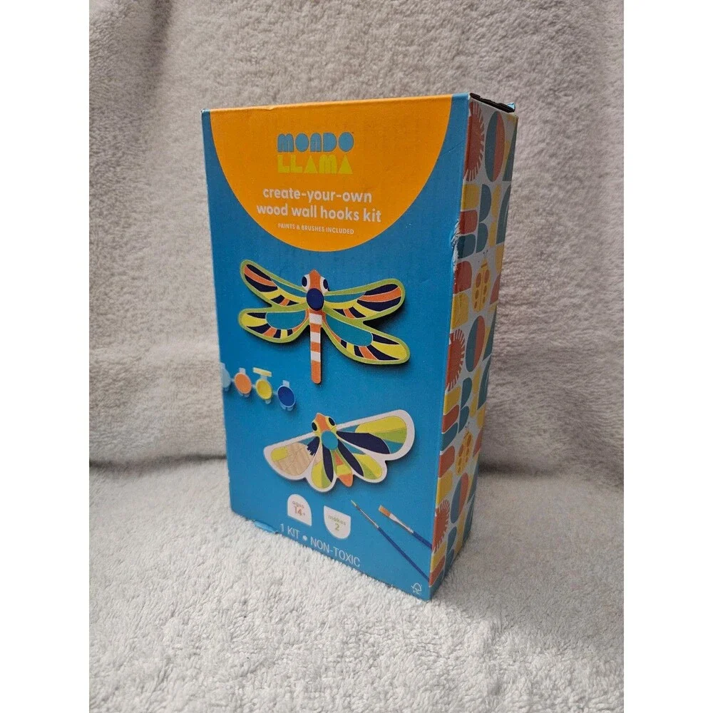Mondo Llama Create Your Own Wood Wall Hooks Kit Insect Dragonfly Butterfly